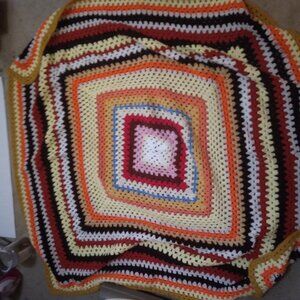 Vintage chrocheted multicolor afghan, throw